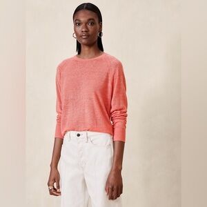 Banana Republic coral Fern Linen Rayon Blend Raglan crewneck Sweater, medium.